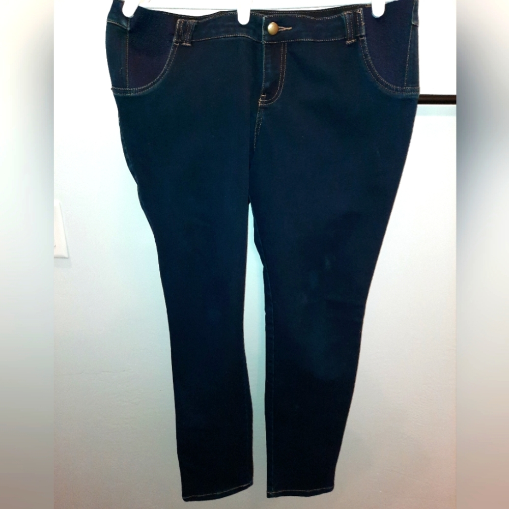 Liz Lange size Large 12/14 maternity dark denim jean jegging EUC